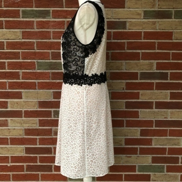 CeCe Floral Lace Sheer Black White Sleeveless Dress 👗 - Picture 4 of 10